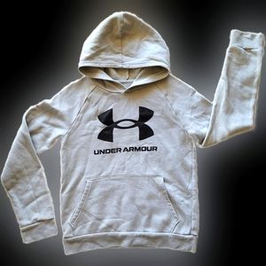 Under Armour Youth Gray Logo Graphic Pullover Hooded Sweatshirt - Large - EUC